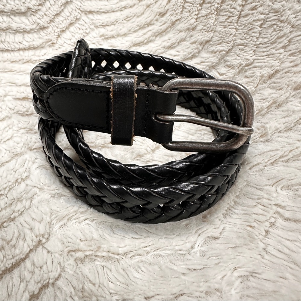 Men's Black Leather Belt With Diamond Shaped Holes Adjustable| Silver Buckle M